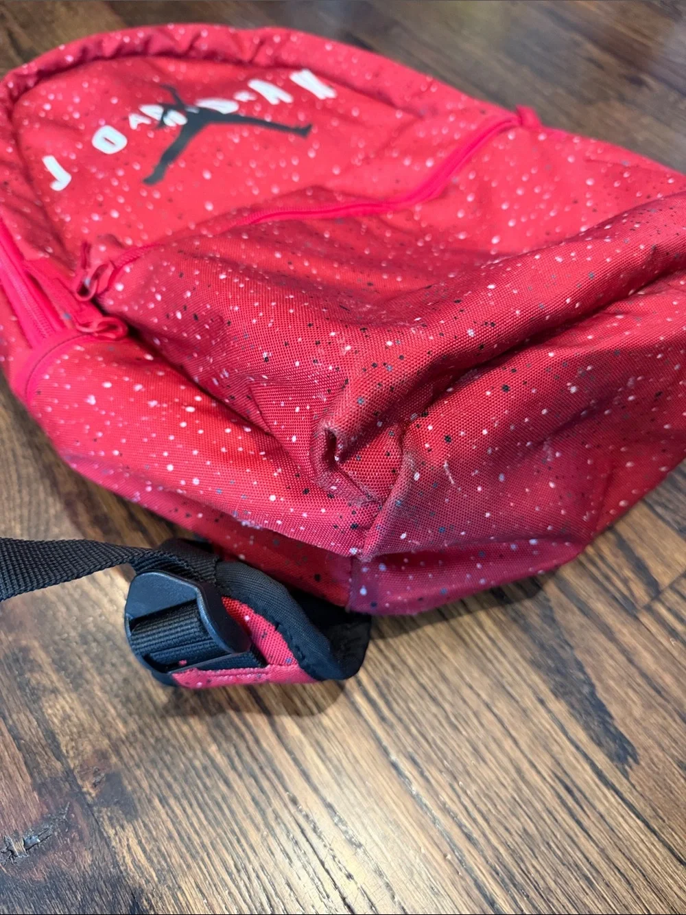Jordan Red Speckled Kids Backpack with Black Jumpman